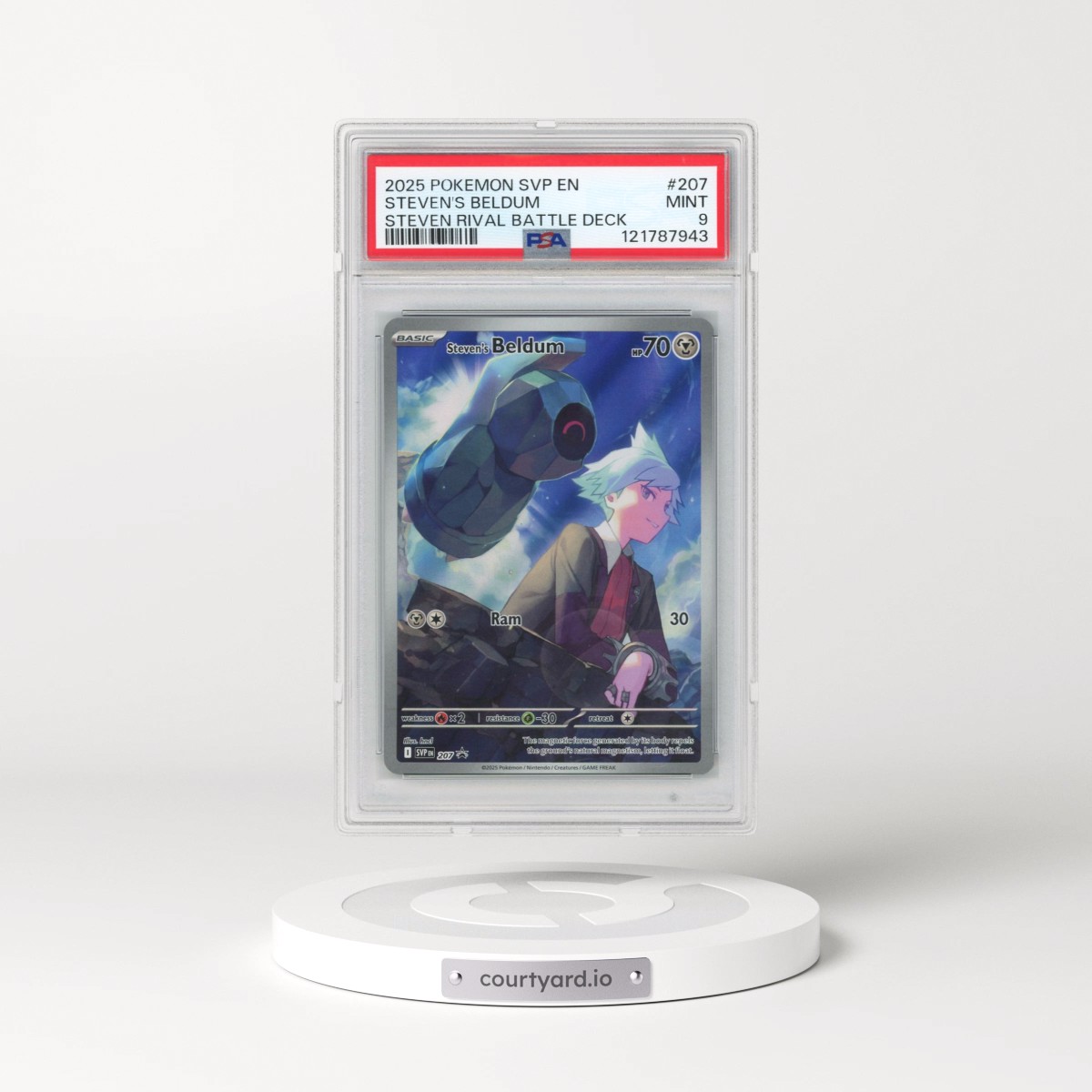 2025 Pokémon Svp EN-SV Black Star Promo #207 Steven's Beldum - Steven Rival Battle Deck (PSA 9 MINT)