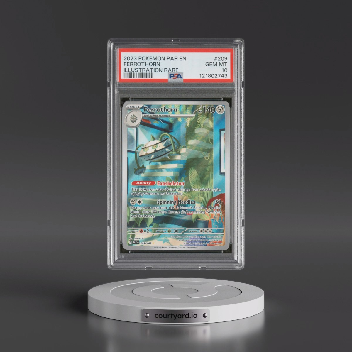 2023 Pokémon Par EN-Paradox Rift #209 Ferrothorn - Illustration Rare (PSA 10 GEM MINT)