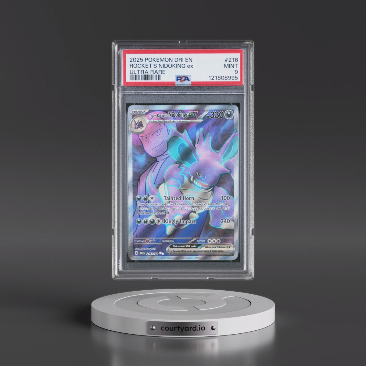 2025 Pokémon Dri EN-Destined Rivals #216 Team Rocket's Nidoking EX - Holo Ultra Rare (PSA 9 MINT)