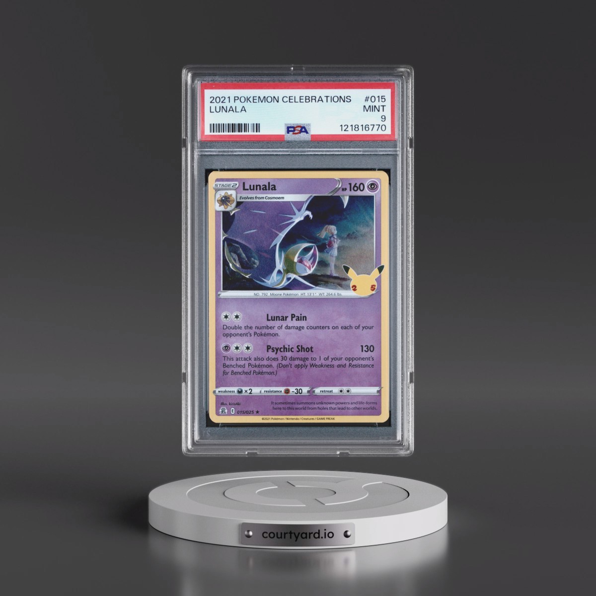 2021 Pokémon Celebrations #015 Lunala (PSA 9 MINT)