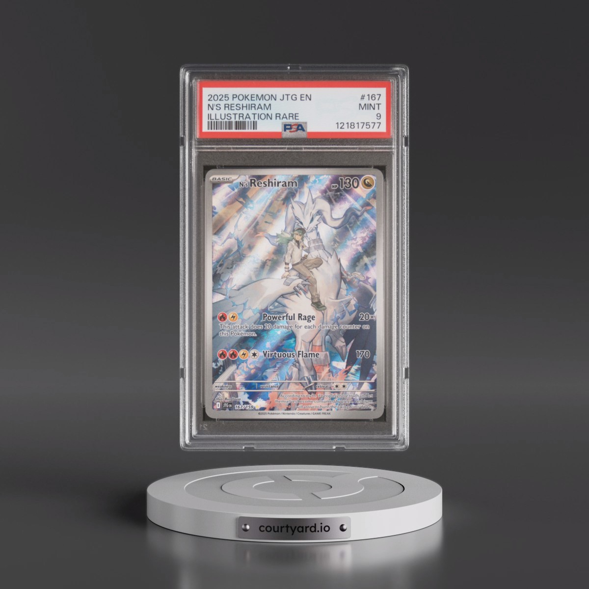 2025 Pokémon Jtg EN-Journey Together #167 N's Reshiram - Illustration Rare (PSA 9 MINT)