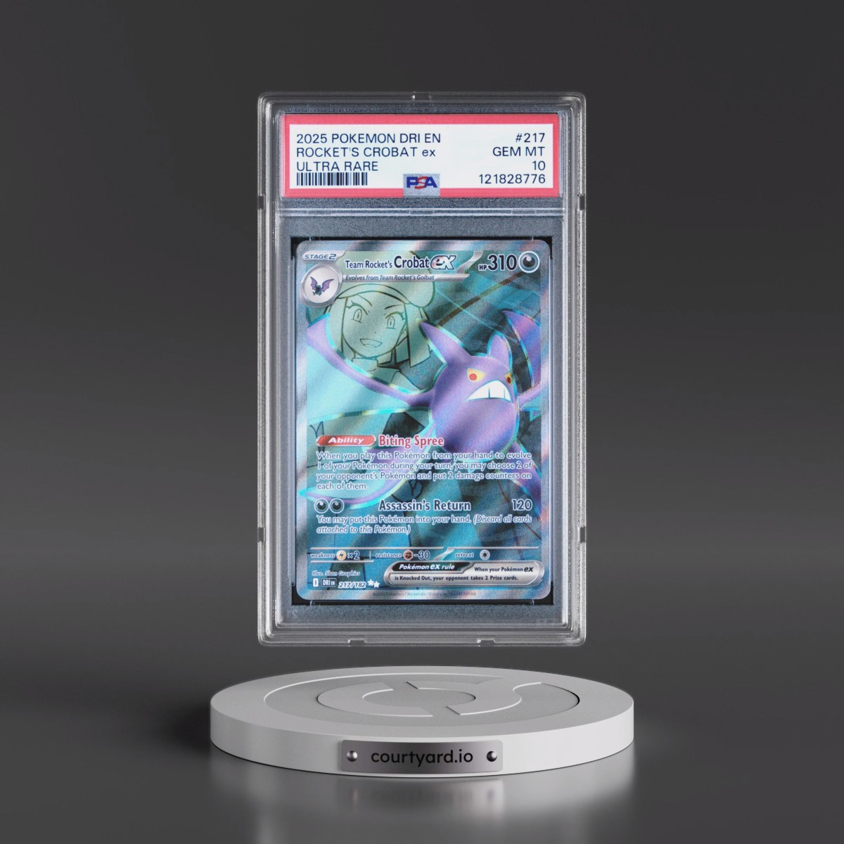 2025 Pokémon Dri EN-Destined Rivals #217 Team Rocket's Crobat EX - Holo Ultra Rare (PSA 10 GEM MINT)