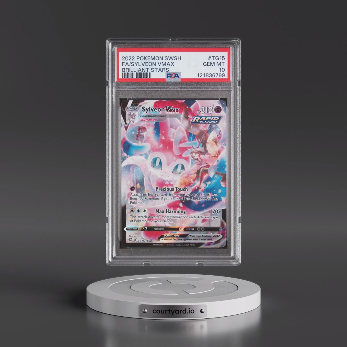 2022 Pokémon Sword & Shield Brilliant Stars #TG15 Sylveon Vmax - Full Art (PSA 10 GEM MINT)