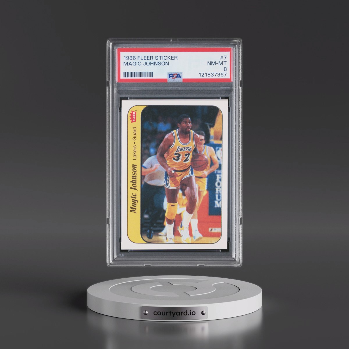 1986 Fleer Sticker #7 Magic Johnson (PSA 8 NM-MT)