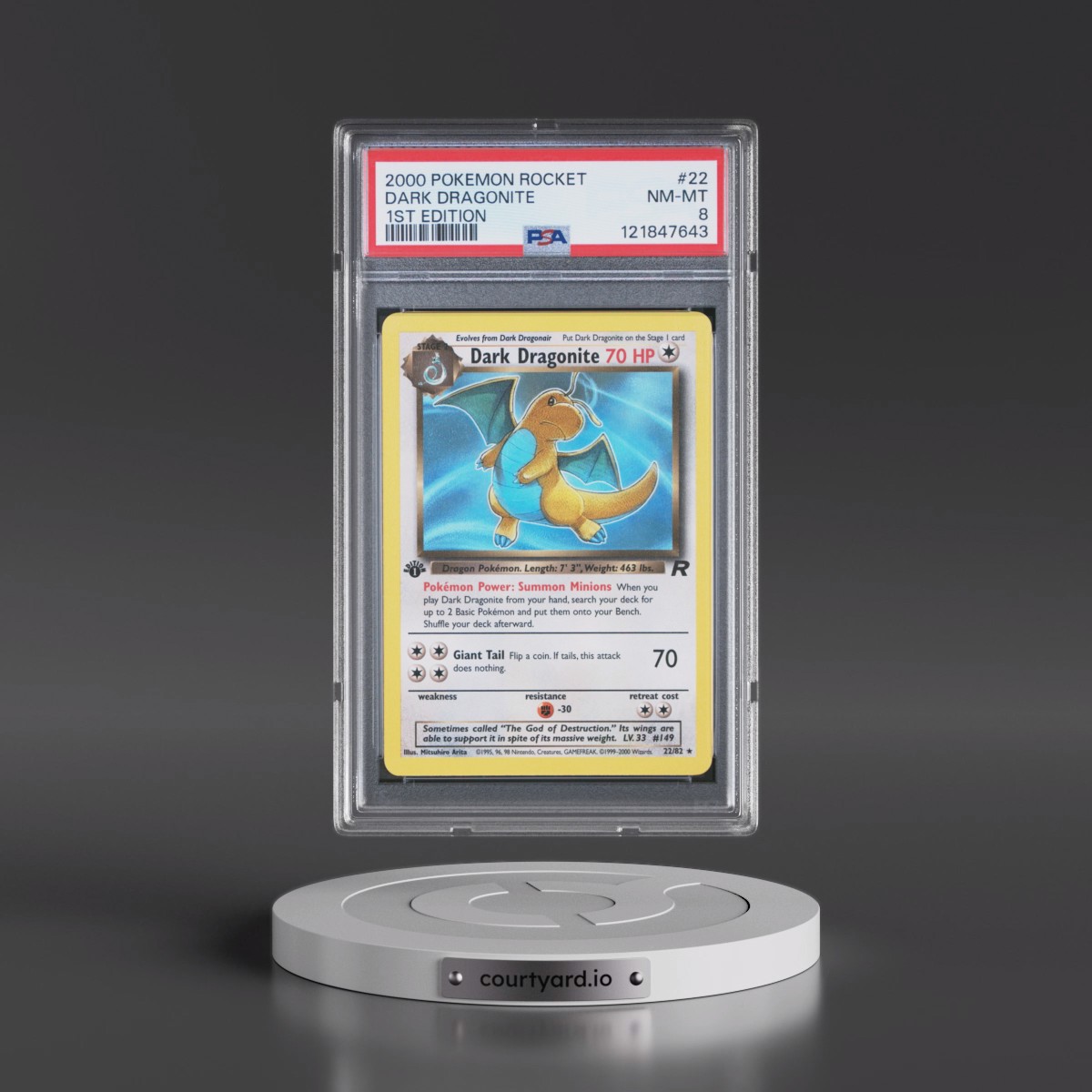 2000 Pokémon Rocket Dark Dragonite - 1st Edition #22 PSA 8