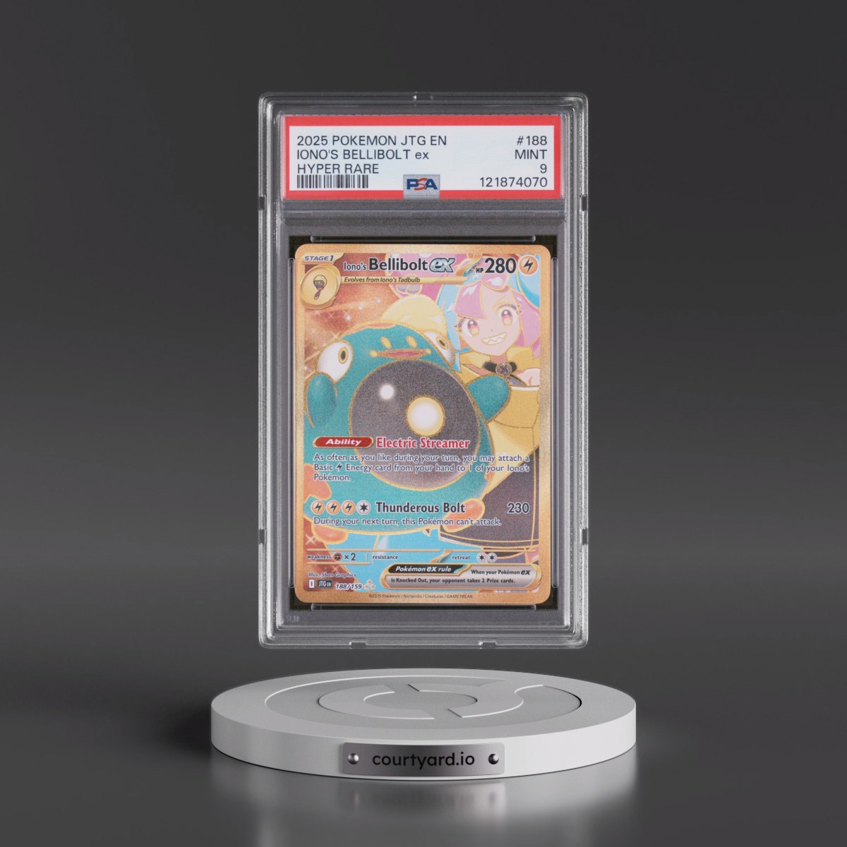 2025 Pokémon Jtg EN-Journey Together #188 Iono's Bellibolt EX - Holo Hyper Rare (PSA 9 MINT)