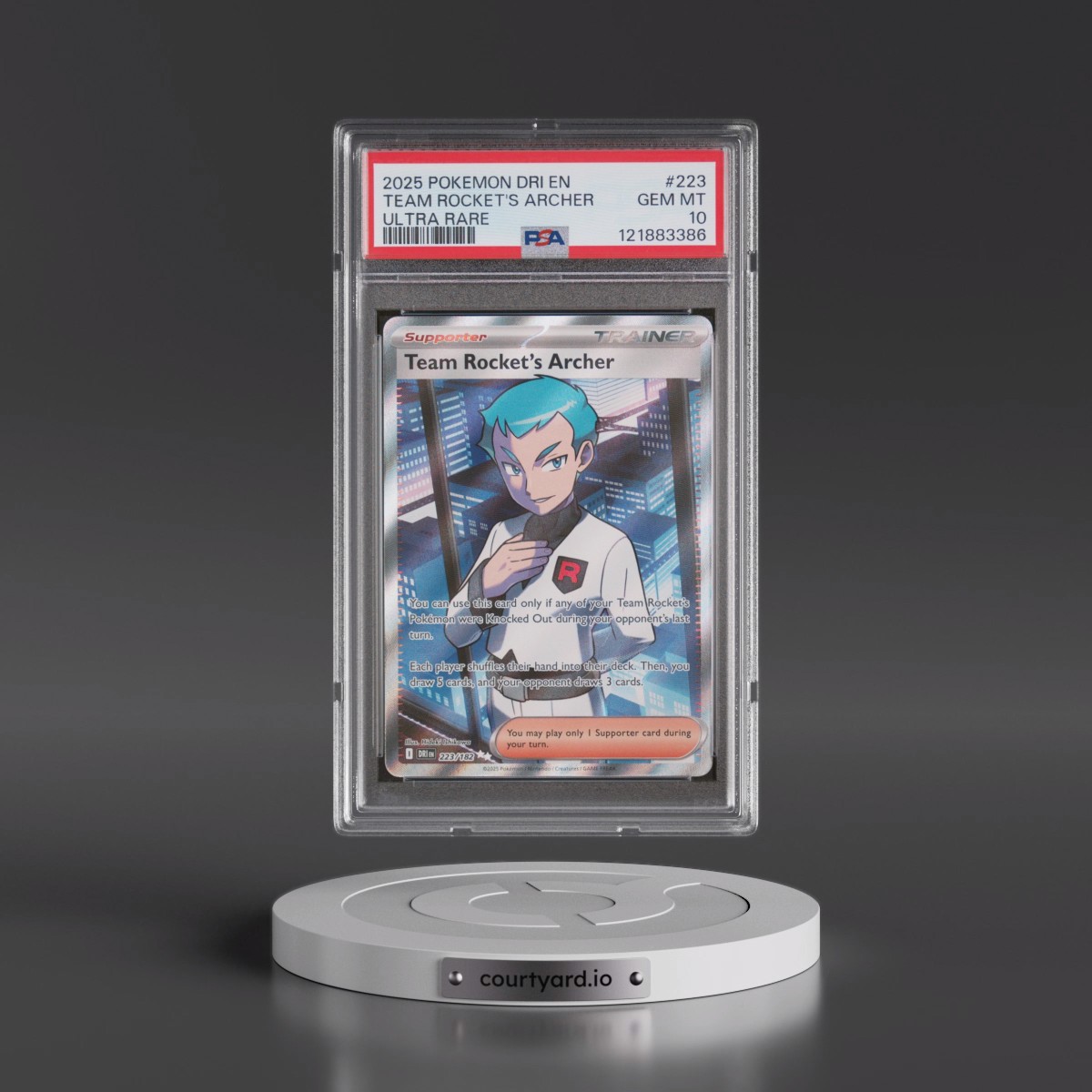 2025 Pokémon Dri EN-Destined Rivals #223 Team Rocket's Archer - Ultra Rare (PSA 10 GEM MINT)