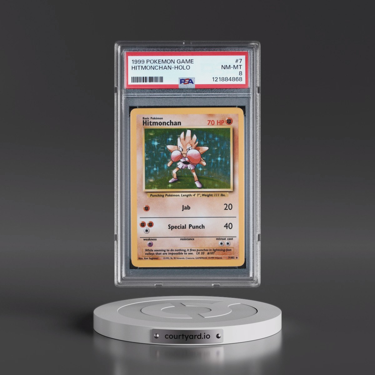 1999 Pokémon Game #7 Hitmonchan - Holo (PSA 8 NM-MT)