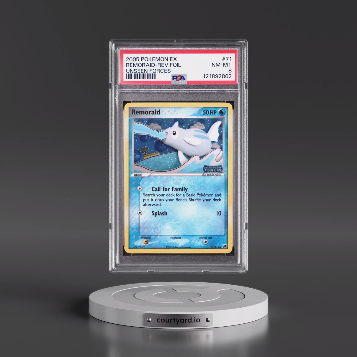 2005 Pokémon EX Unseen Forces #71 Remoraid - Reverse Foil (PSA 8 NM-MT)