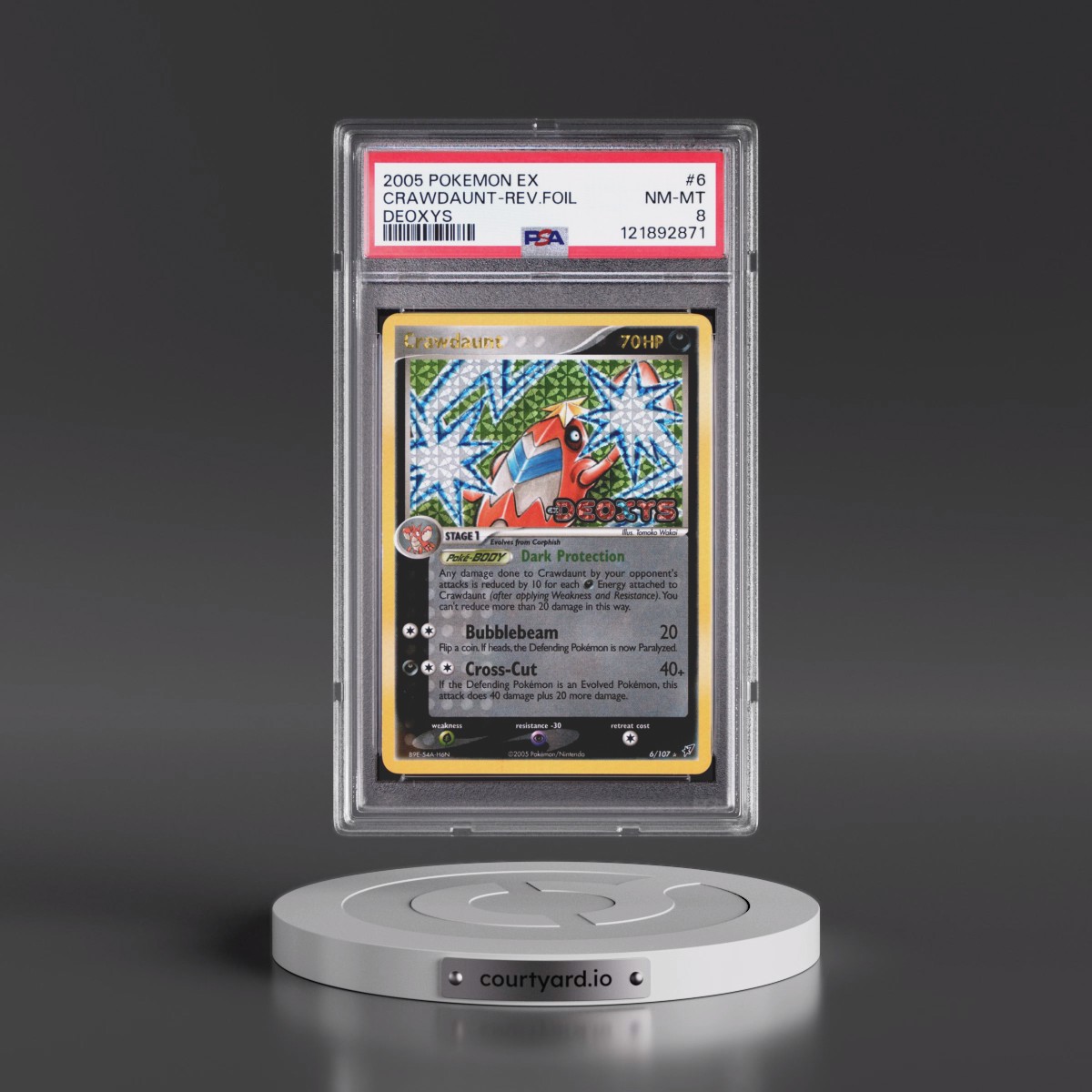 2005 Pokémon EX Deoxys #6 Crawdaunt - Reverse Foil (PSA 8 NM-MT)