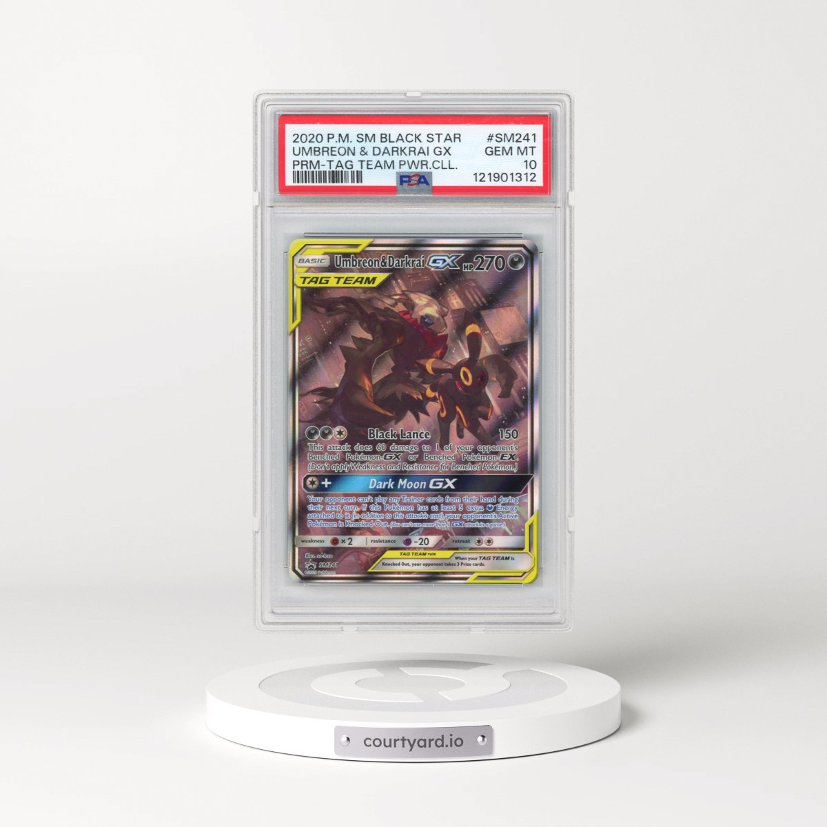 2020 Pokémon SM Black Star Promo #SM241 Umbreon & Darkrai GX - Holo Tag Team Powers Collection (PSA 10 GEM MINT)