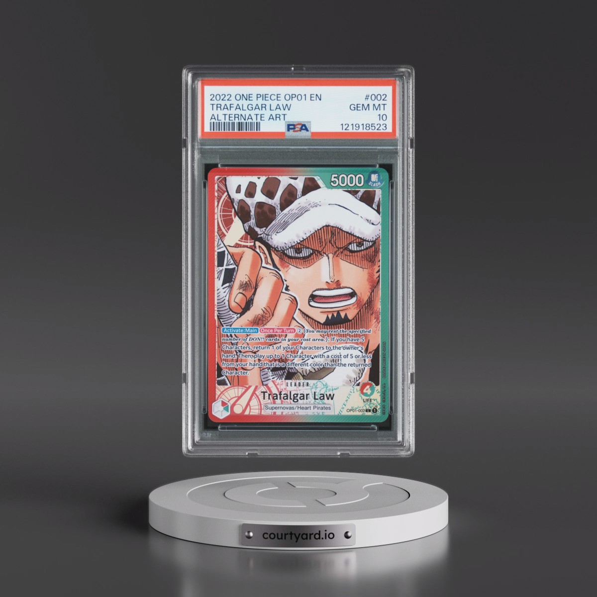 2022 One Piece OP01-Romance Dawn #002 Trafalgar Law - Alternate Art (PSA 10 GEM MINT)