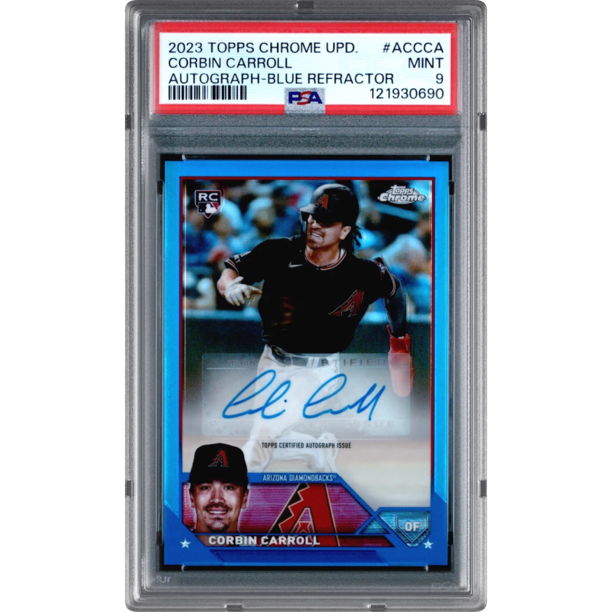 2023 Topps Chrome Update Autograph #ACCCA Corbin Carroll - Blue Refractor (PSA 9 MINT)