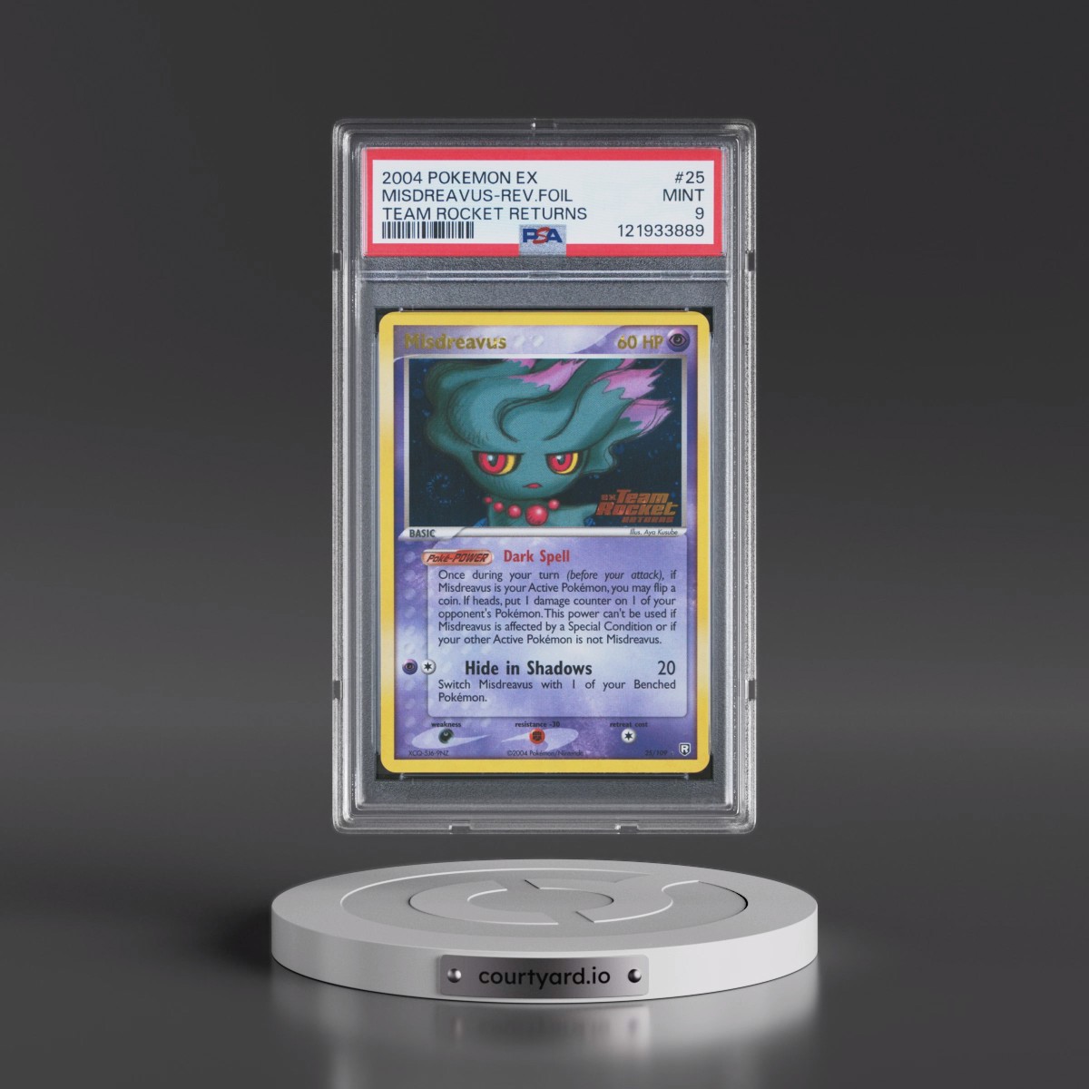 2004 Pokémon EX Team Rocket Returns #25 Misdreavus - Reverse Foil (PSA 9 MINT)