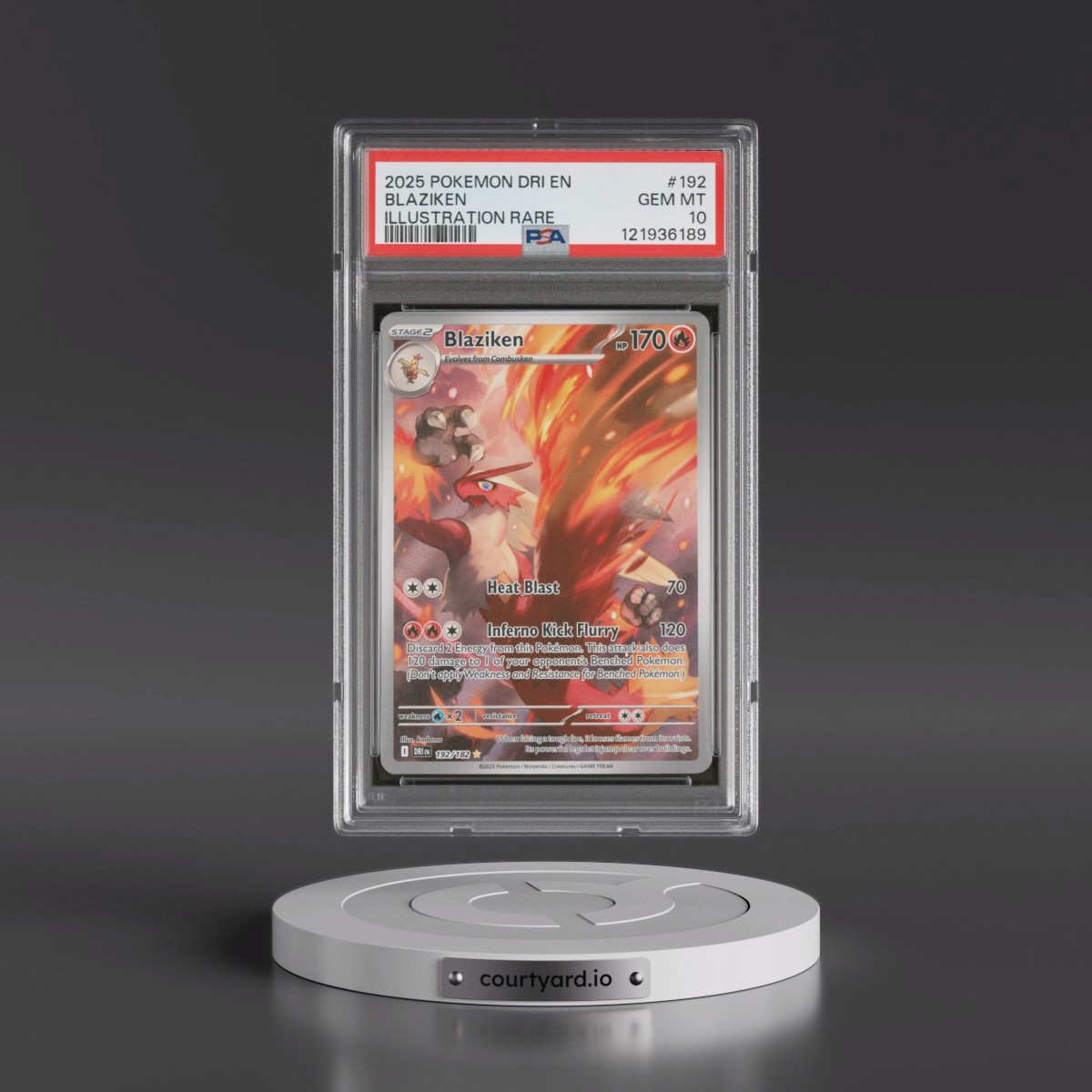 2025 Pokémon Dri EN-Destined Rivals #192 Blaziken - Illustration Rare (PSA 10 GEM MINT)