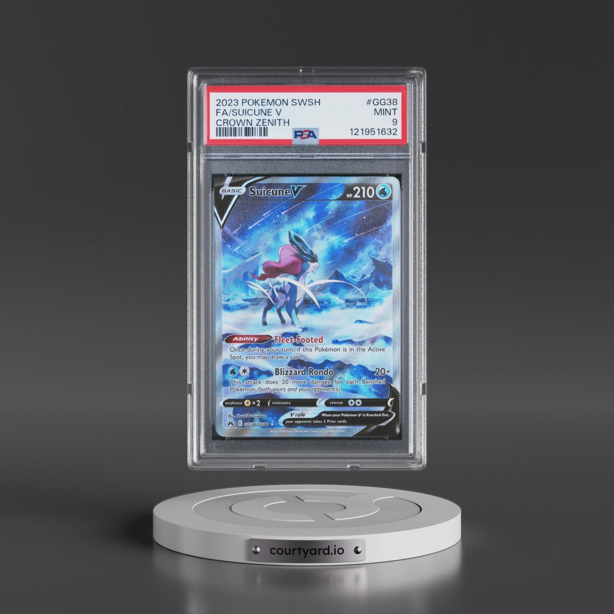 2023 Pokémon Sword and Shield Crown Zenith #GG38 Suicune V - Holo Full Art (PSA 9 MINT)