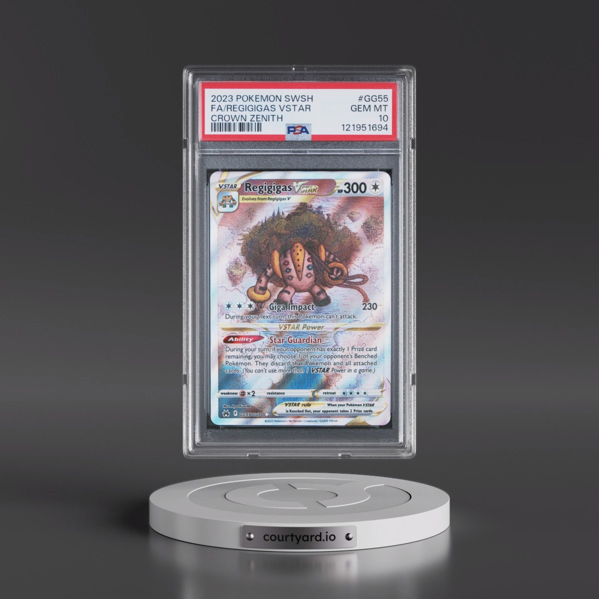 2023 Pokémon Sword and Shield Crown Zenith #GG55 Regigigas Vstar - Full Art (PSA 10 GEM MINT)