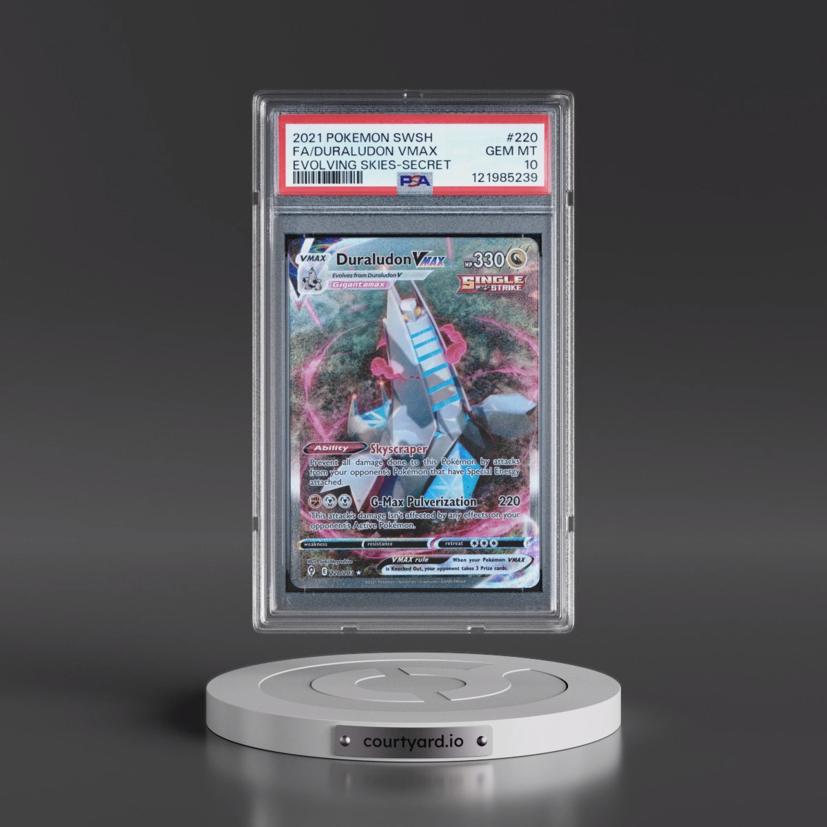 2021 Pokémon Sword & Shield Evolving Skies #220 Duraludon Vmax - Full Art Secret (PSA 10 GEM MINT)