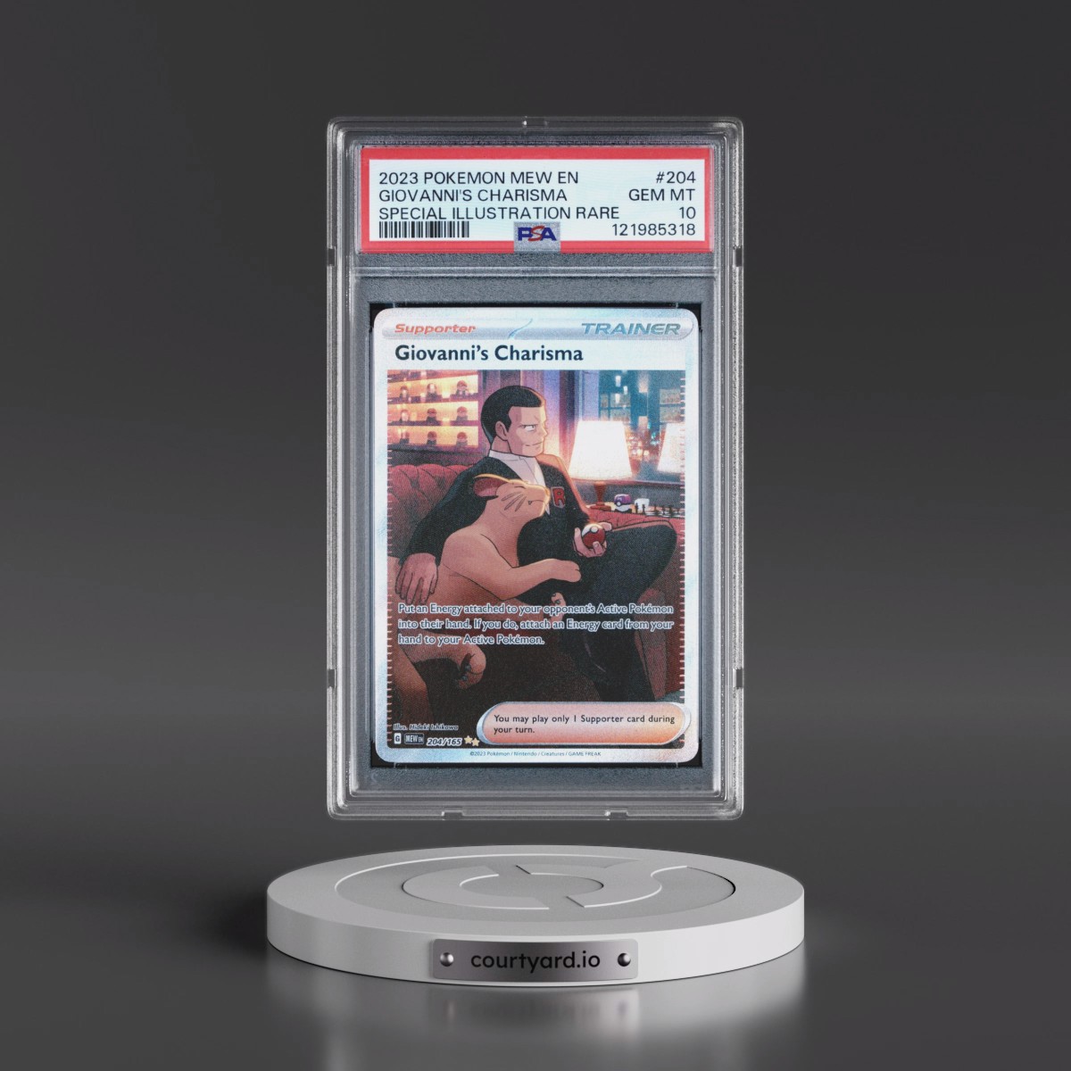 2023 Pokémon Mew EN-151 #204 Giovanni's Charisma - Special Illustration Rare (PSA 10 GEM MINT)