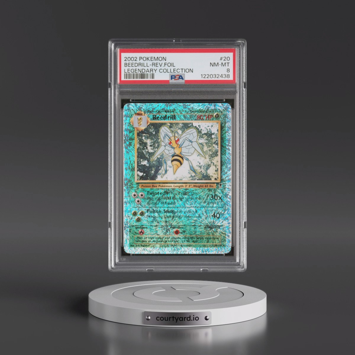 2002 Pokémon Legendary Collection #20 Beedrill - Reverse Foil (PSA 8 NM-MT)