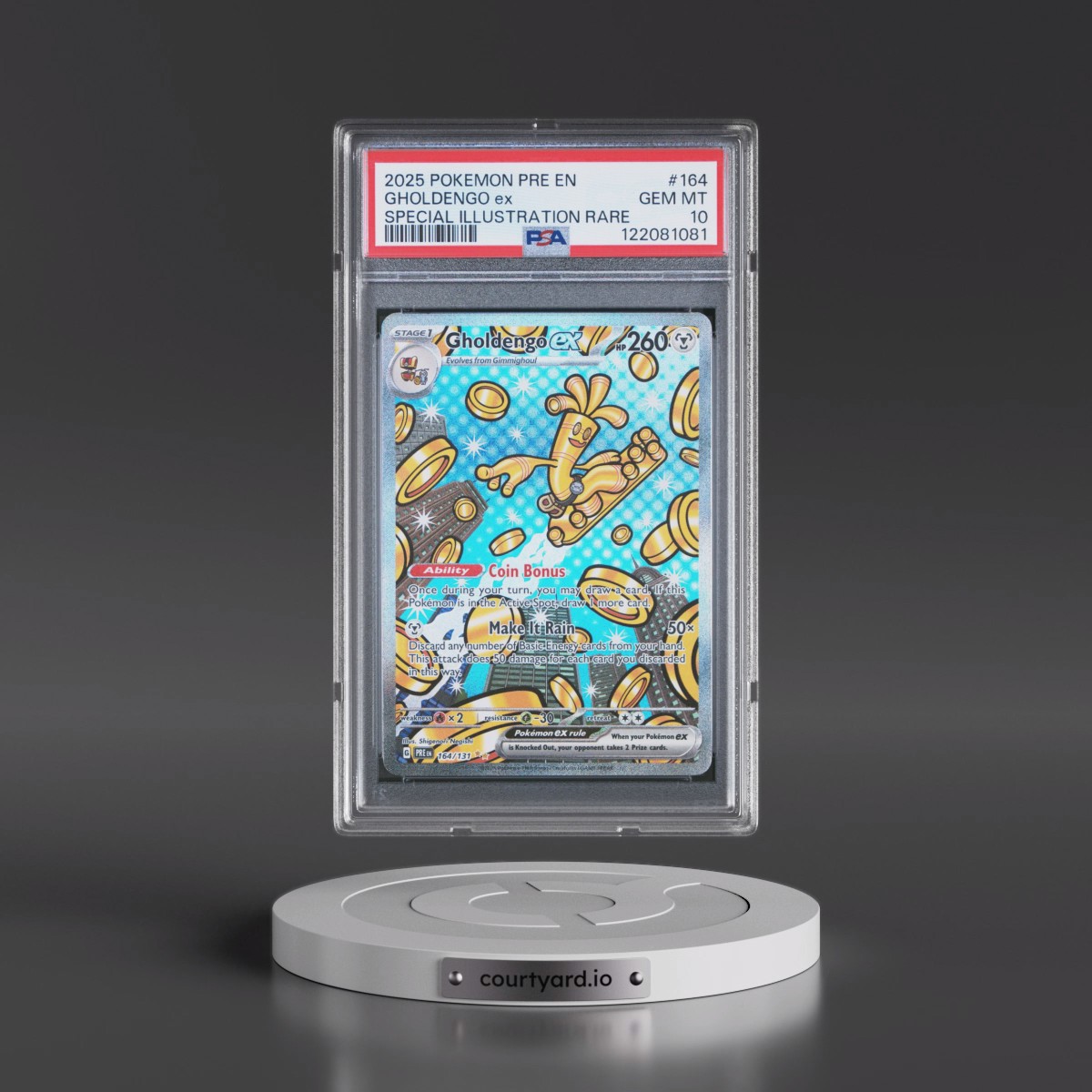 2025 Pokémon Pre EN-Prismatic Evolutions #164 Gholdengo EX - Holo Special Illustration Rare (PSA 10 GEM MINT)