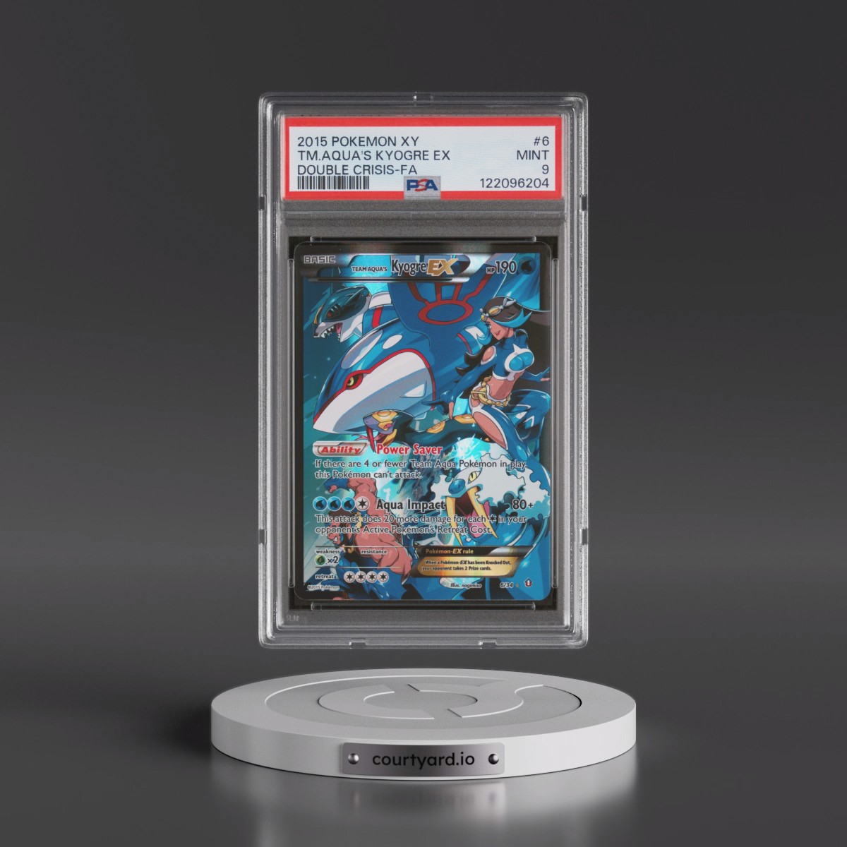 2015 Pokémon XY Double Crisis #6 Team Aqua's Kyogre EX - Holo Full Art (PSA 9 MINT)