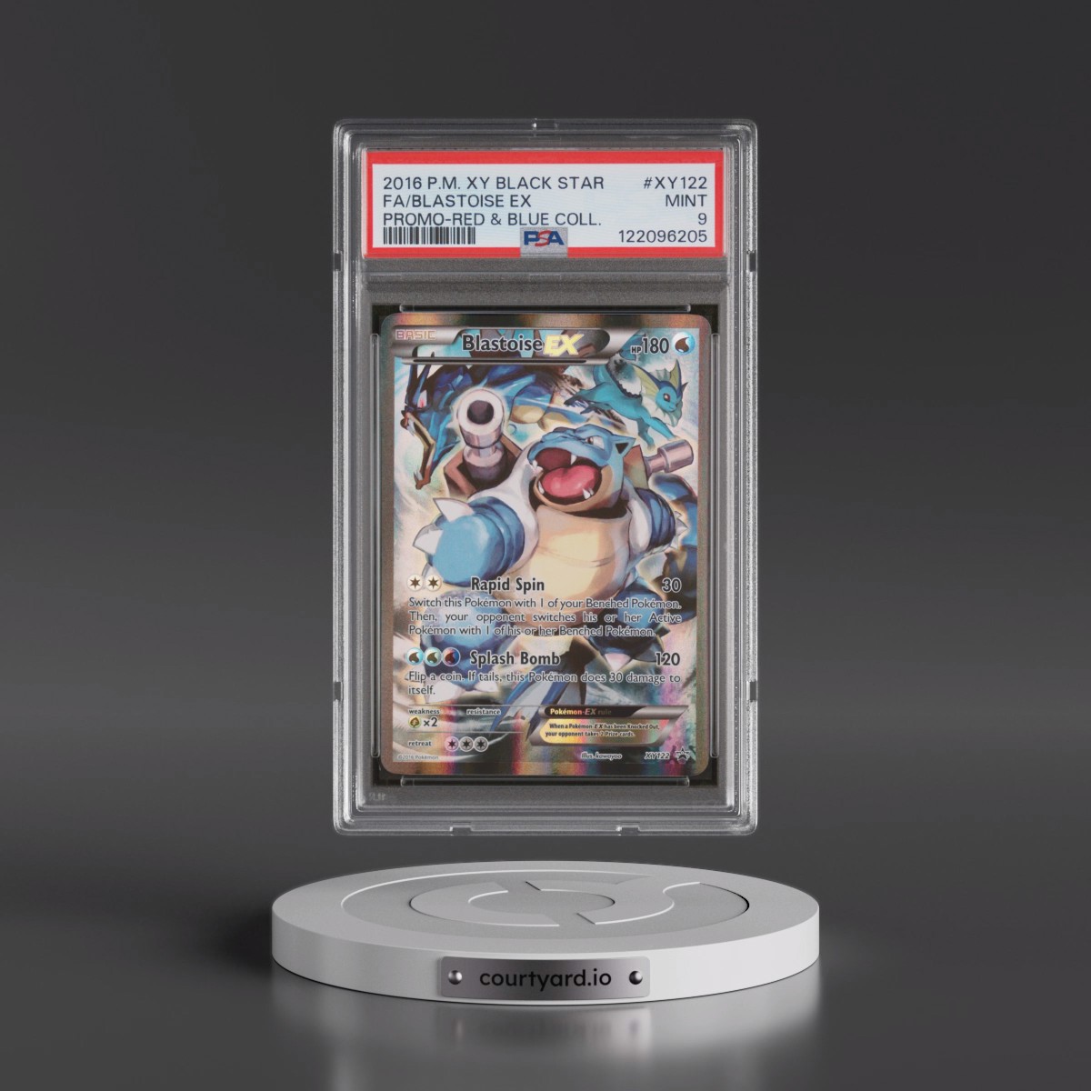 2016 Pokémon XY Black Star Promo #XY122 Blastoise EX - Holo Full Art Red & Blue Collection (PSA 9 MINT)