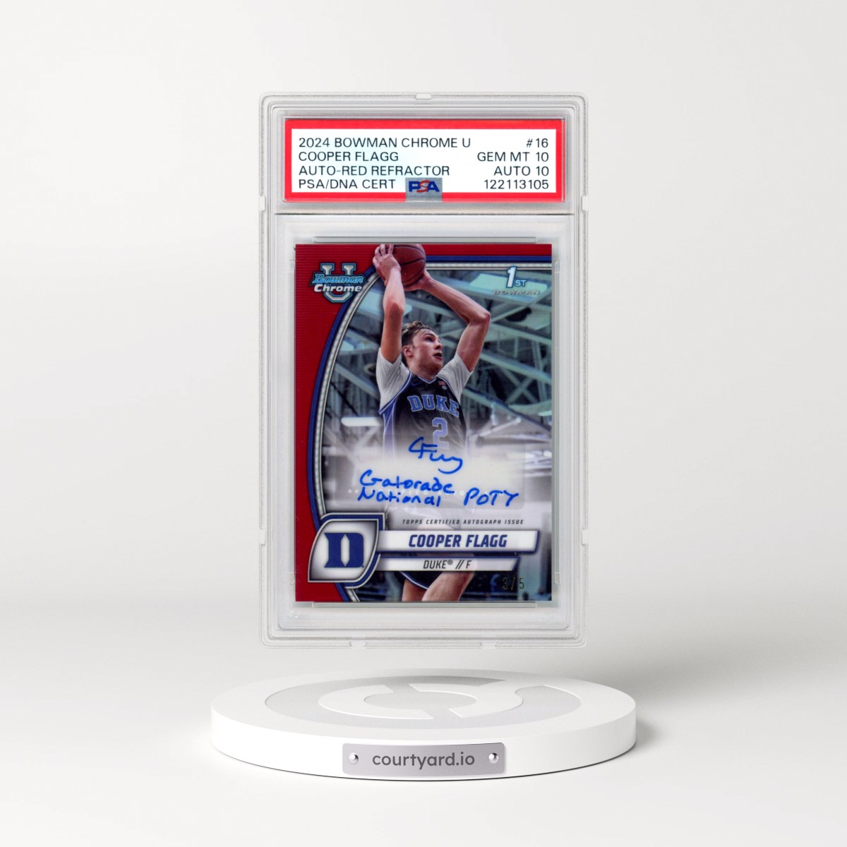 2024 Bowman Chrome University #16 Cooper Flagg - Autograph-Red Refractor (PSA 10 GEM MINT)