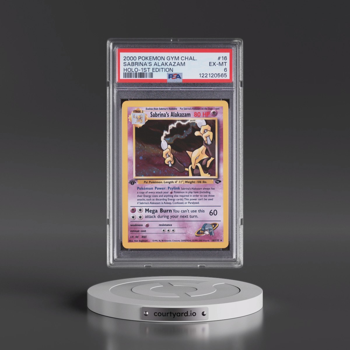 2000 Pokémon Gym Challenge #16 Sabrina's Alakazam - 1st Edition Holo (PSA 6 EX-MT)