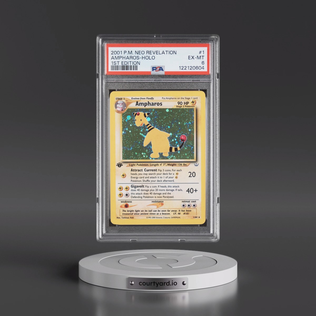 2001 Pokémon Neo Revelation #1 Ampharos - 1st Edition Holo (PSA 6 EX-MT)