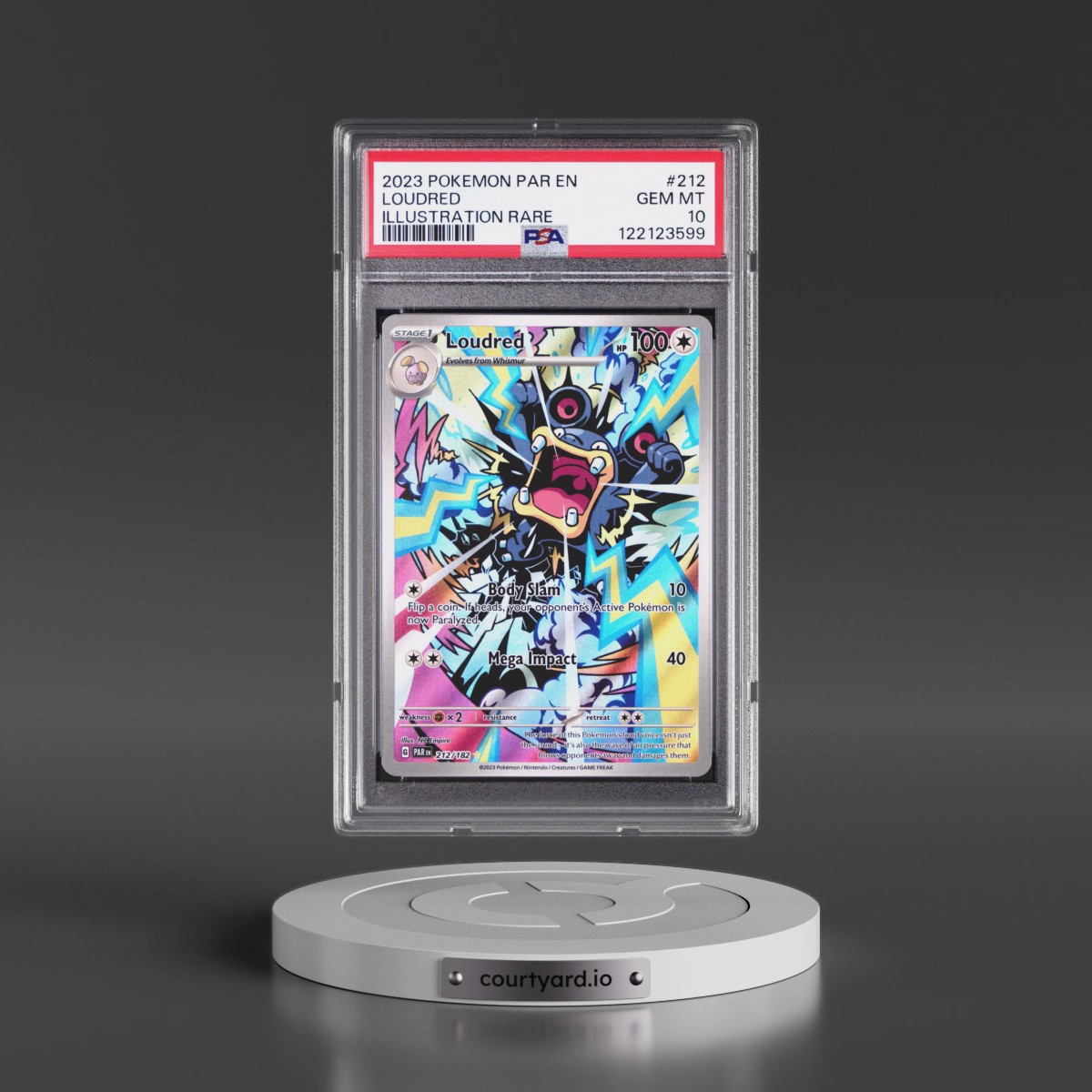2023 Pokémon Par EN-Paradox Rift #212 Loudred - Illustration Rare (PSA 10 GEM MINT)