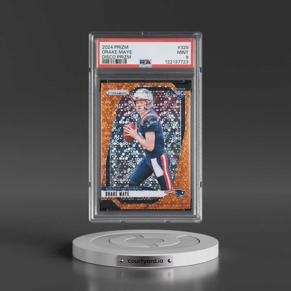2024 Panini Prizm #329 Drake Maye - Disco Prizm (PSA 9 MINT)