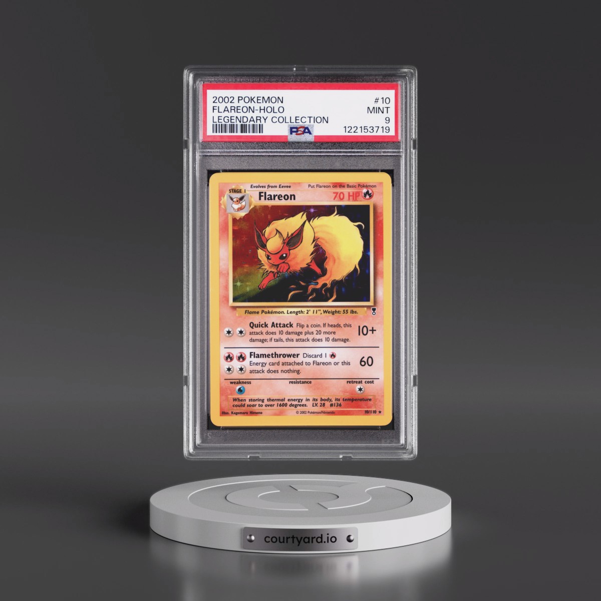 2002 Pokémon Legendary Collection #10 Flareon - Holo (PSA 9 MINT)