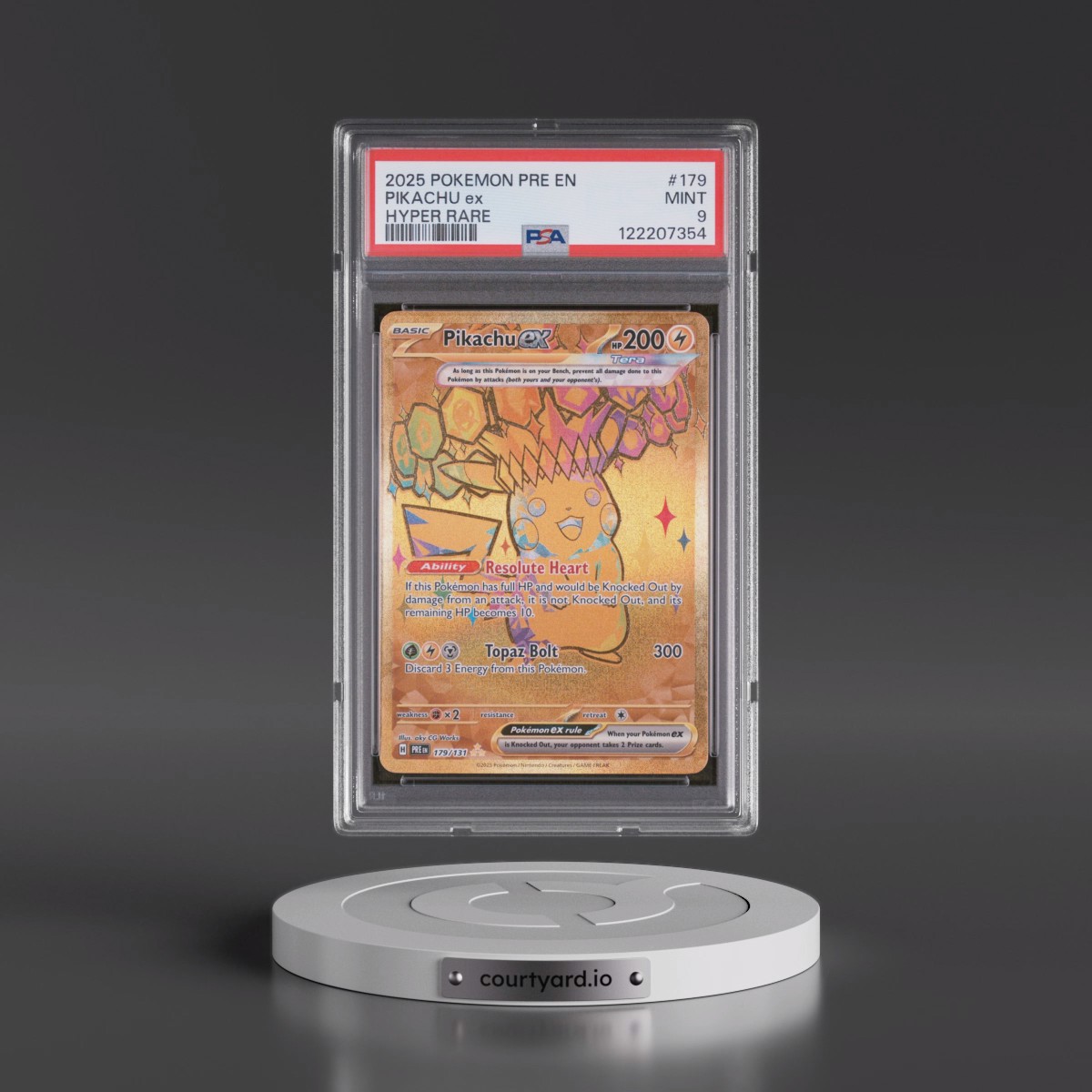 2025 Pokémon Pre EN-Prismatic Evolutions #179 Pikachu EX - Holo Hyper Rare (PSA 9 MINT)