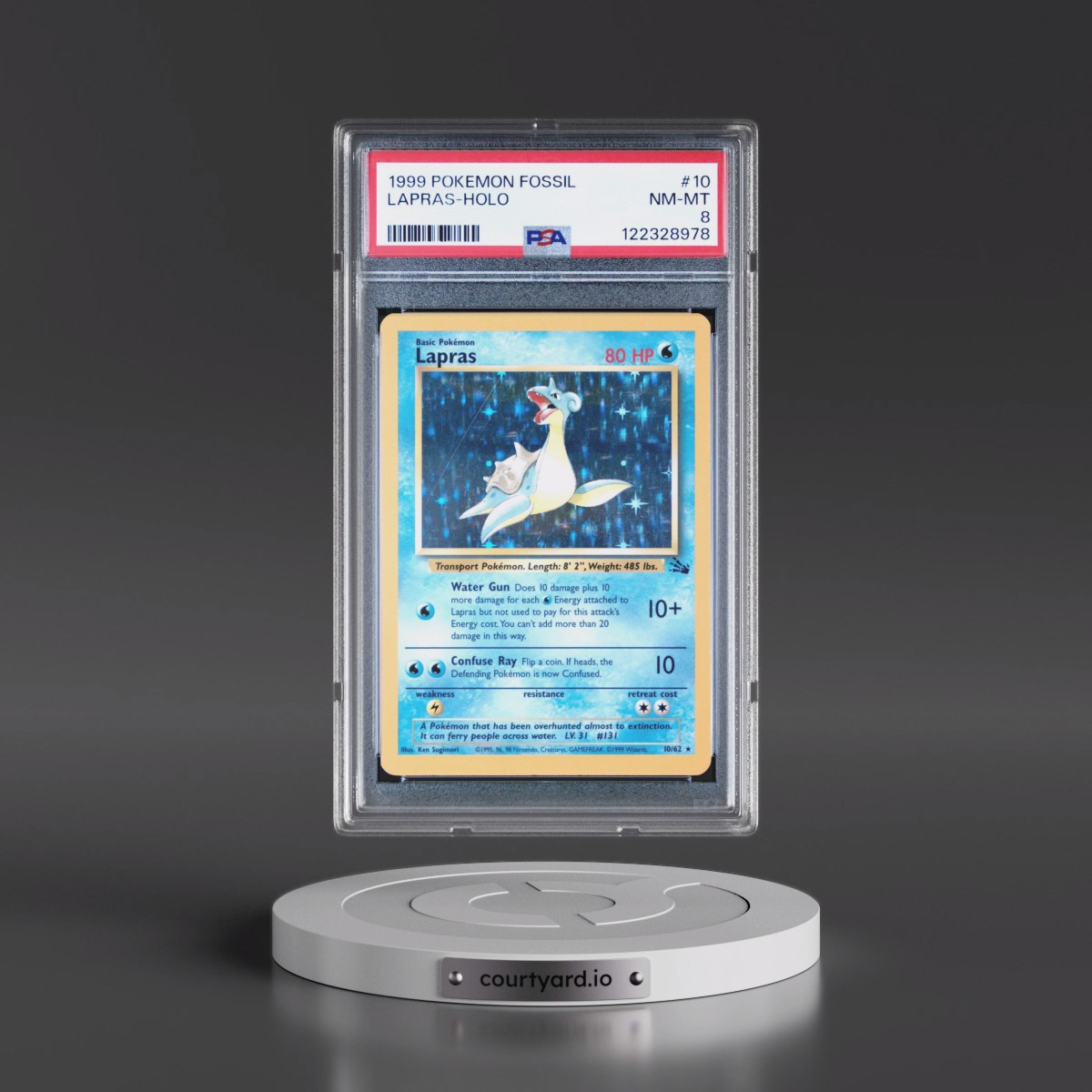1999 Pokémon Fossil #10 Lapras - Holo (PSA 8 NM-MT)