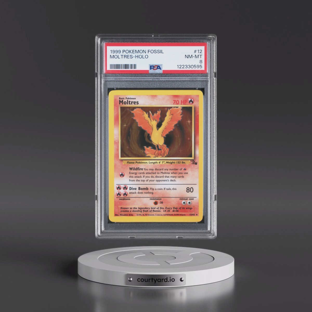 1999 Pokémon Fossil Moltres - Holo #12 PSA 8