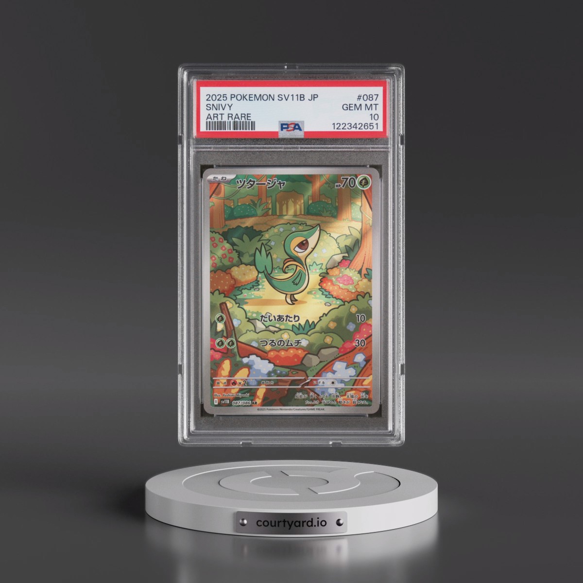 2025 Pokémon Sv11b-Black Bolt #087 Snivy - Art Rare (PSA 10 GEM MINT)