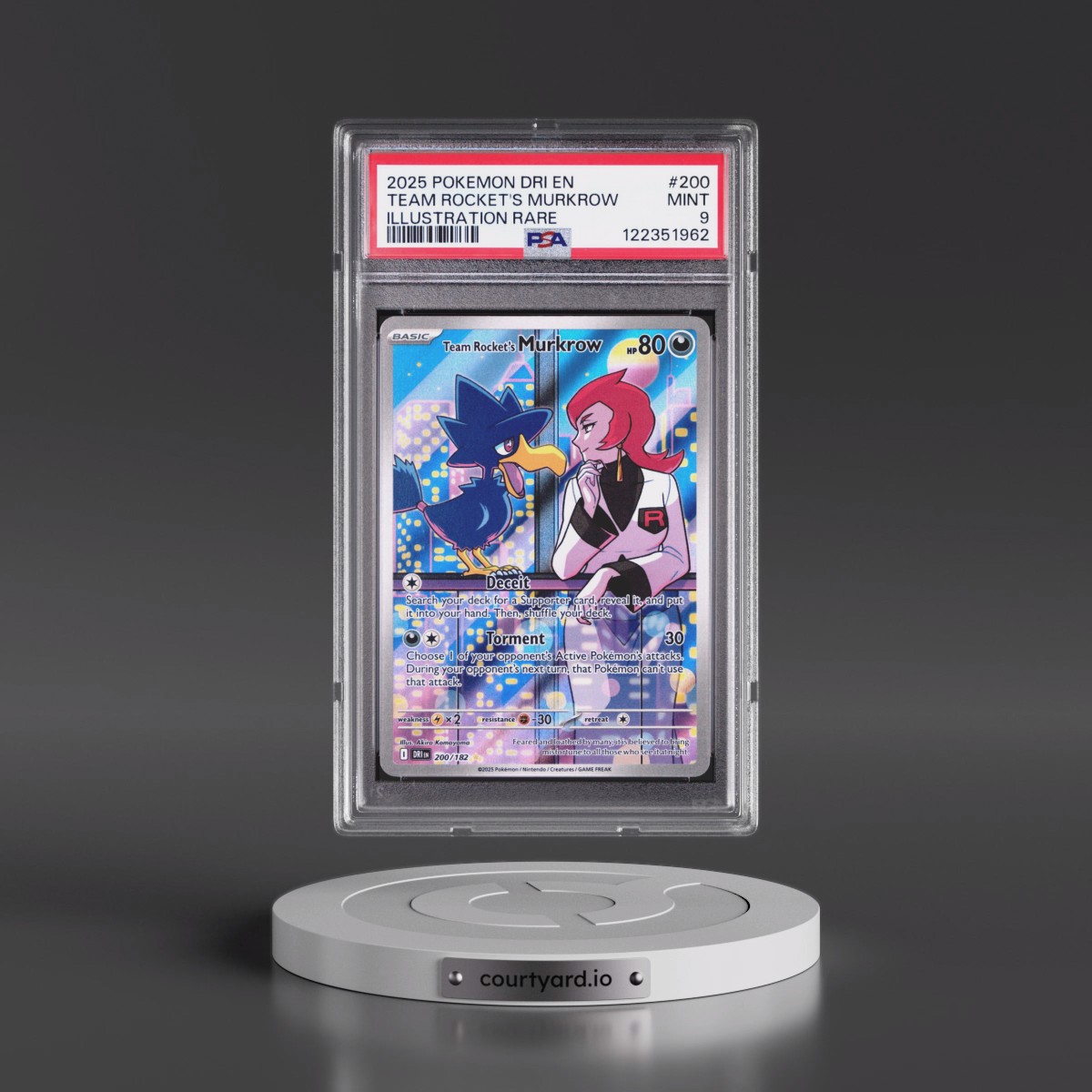 2025 Pokémon Dri EN-Destined Rivals #200 Team Rocket's Murkrow - Illustration Rare (PSA 9 MINT)
