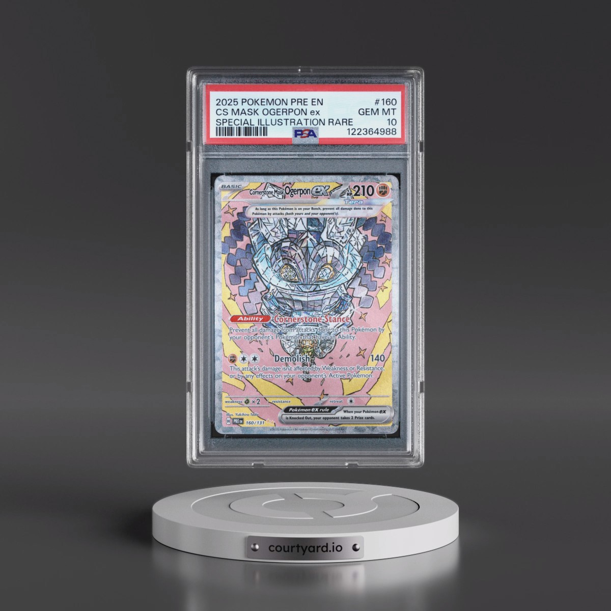 2025 Pokémon Pre EN-Prismatic Evolutions #160 Cornerstone Mask Ogerpon EX - Holo Special Illustration Rare (PSA 10 GEM MINT)