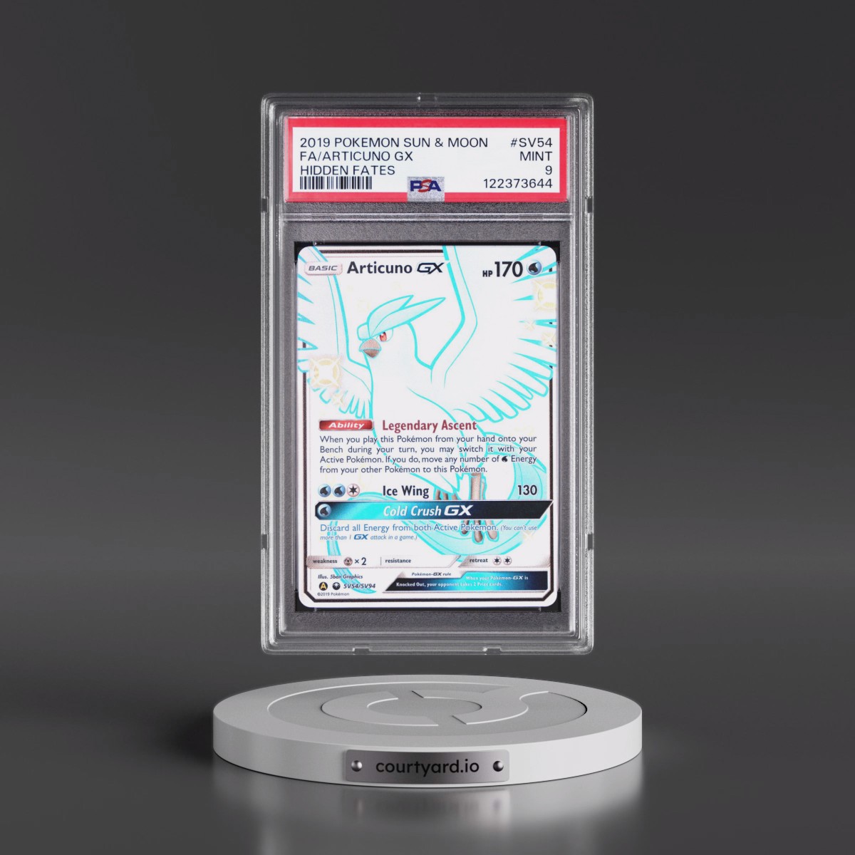 2019 Pokémon Sun & Moon Hidden Fates #SV54 Articuno GX - Holo Full Art (PSA 9 MINT)