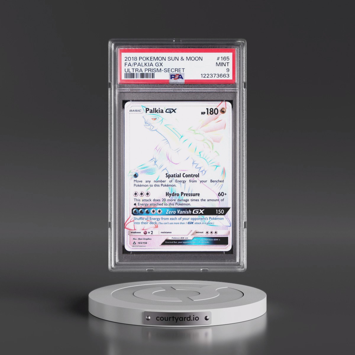 2018 Pokémon Sun & Moon Ultra Prism #165 Palkia GX - Holo Full Art Secret (PSA 9 MINT)