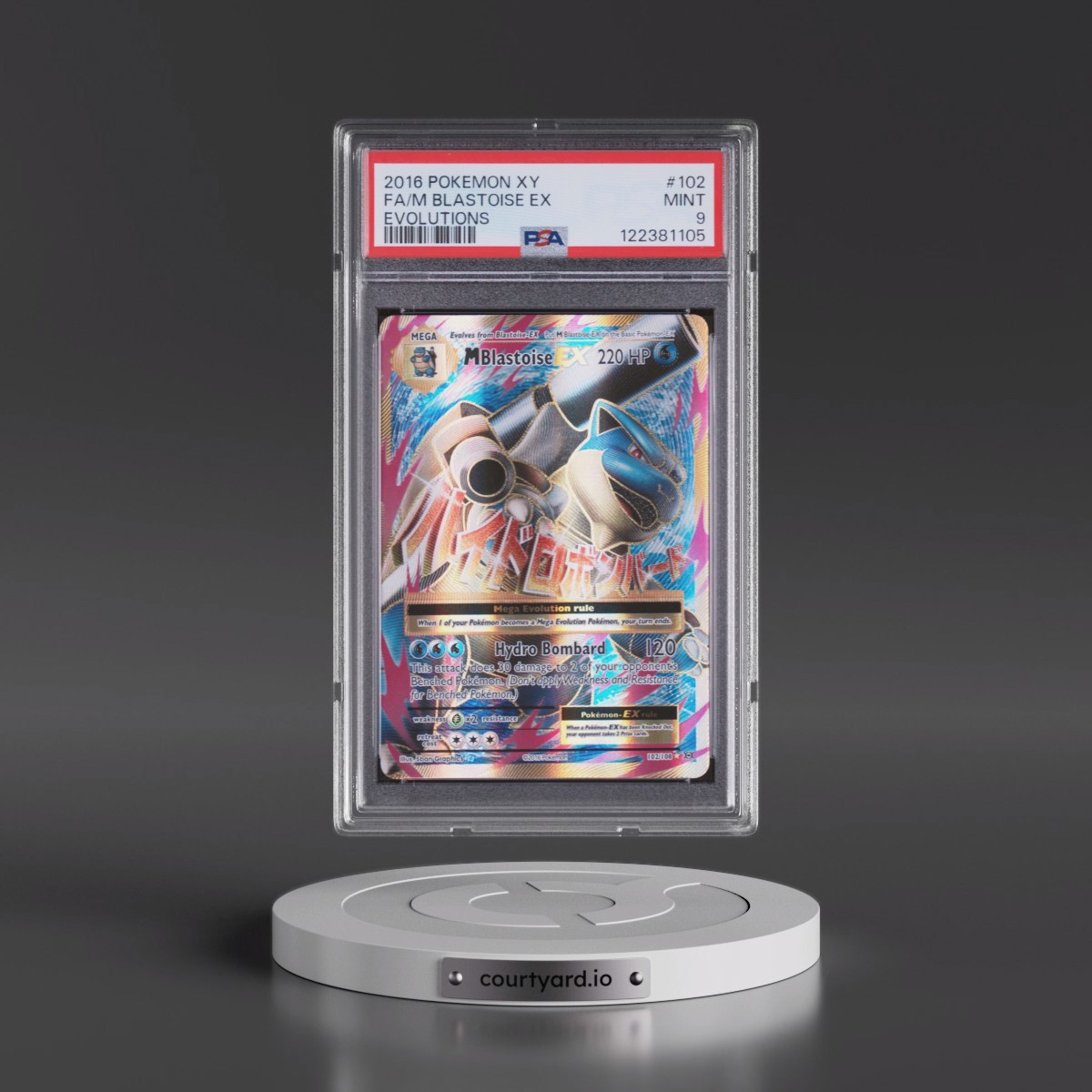 2016 Pokémon XY Evolutions #102 M Blastoise EX - Holo Full Art (PSA 9 MINT)