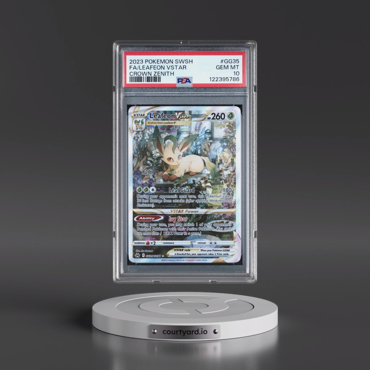 2023 Pokémon Sword and Shield Crown Zenith #GG35 Leafeon Vstar - Full Art (PSA 10 GEM MINT)