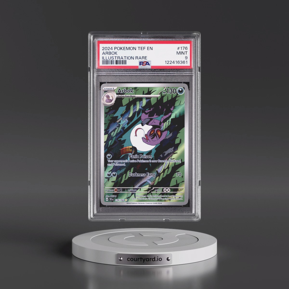 2024 Pokémon Tef EN-Temporal Forces #176 Arbok - Illustration Rare (PSA 9 MINT)