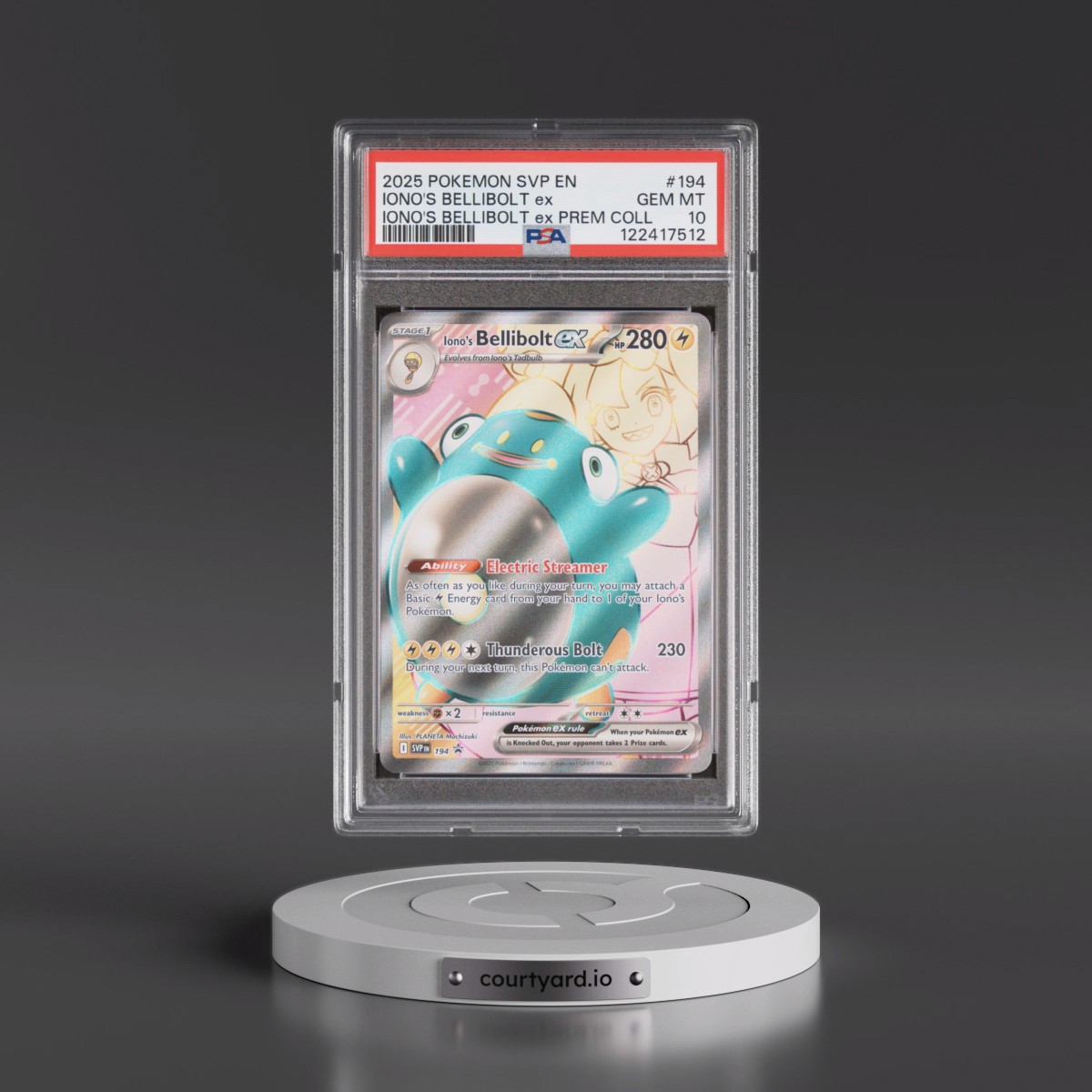 2025 Pokémon Svp EN-SV Black Star Promo #194 Iono's Bellibolt EX - Holo Iono's Bellibolt EX Premium Collection (PSA 10 GEM MINT)