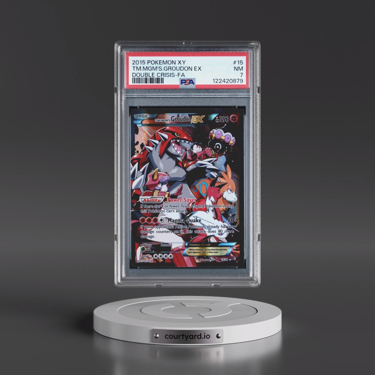 2015 Pokémon XY Double Crisis #15 Team Magma's Groudon EX - Holo Full Art (PSA 7 NM)