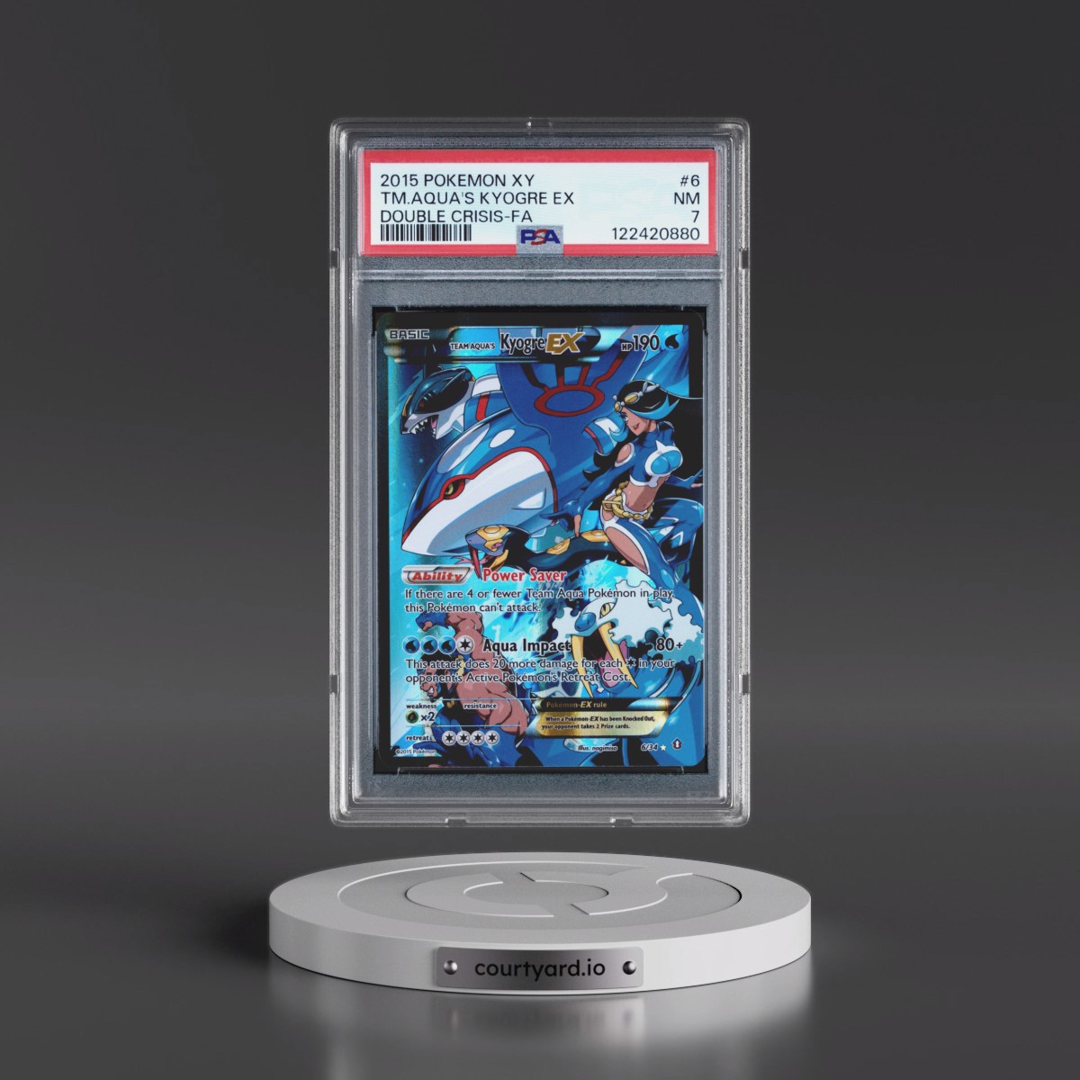 2015 Pokémon XY Double Crisis #6 Team Aqua's Kyogre EX - Holo Full Art (PSA 7 NM)
