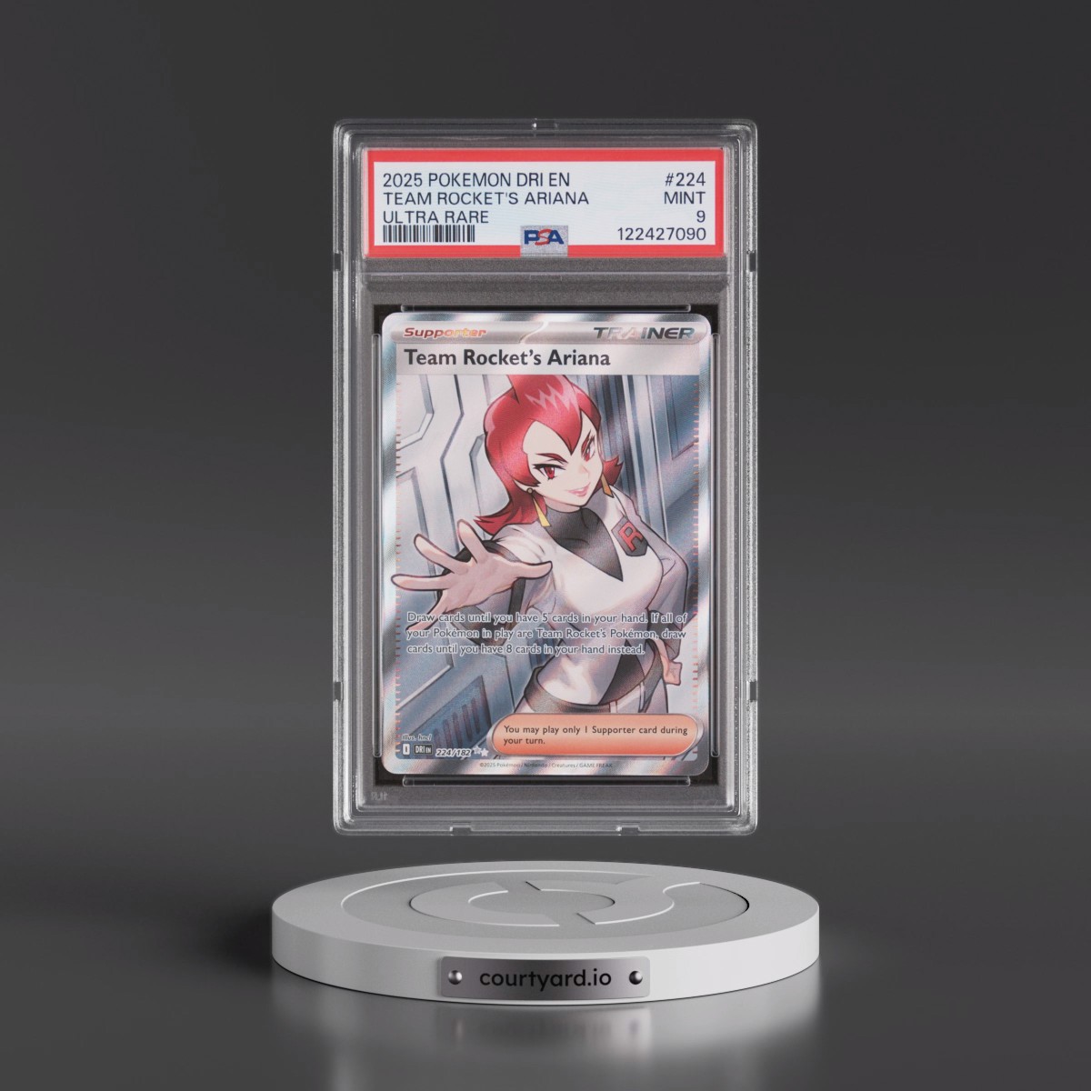 2025 Pokémon Dri EN-Destined Rivals #224 Team Rocket's Ariana - Ultra Rare (PSA 9 MINT)