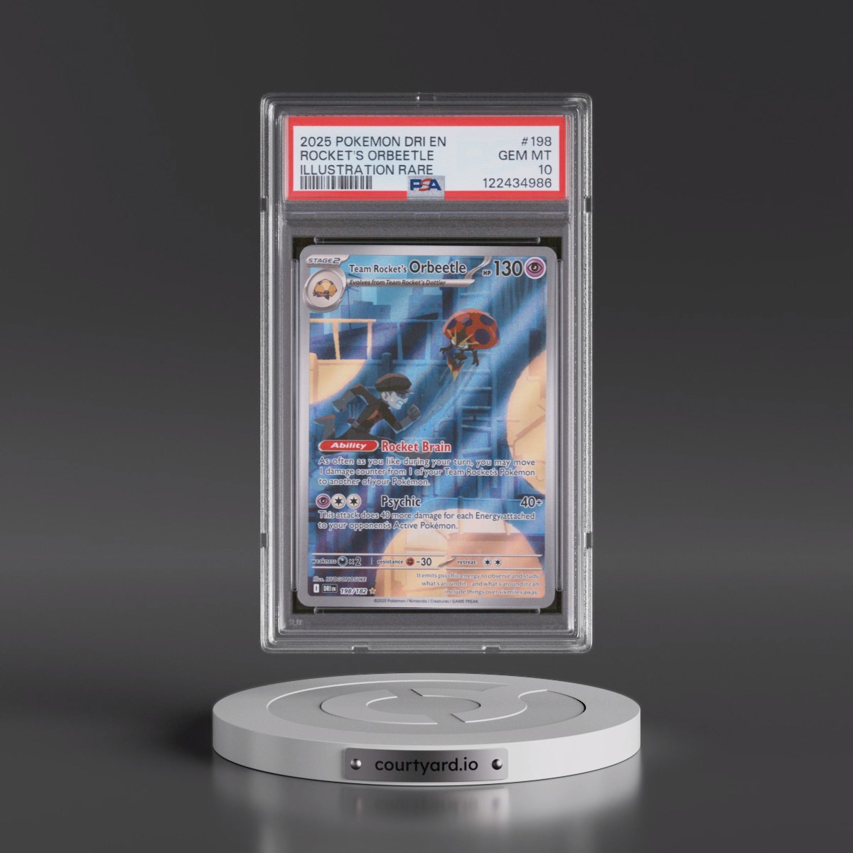 2025 Pokémon Dri EN-Destined Rivals #198 Team Rocket's Orbeetle - Illustration Rare (PSA 10 GEM MINT)