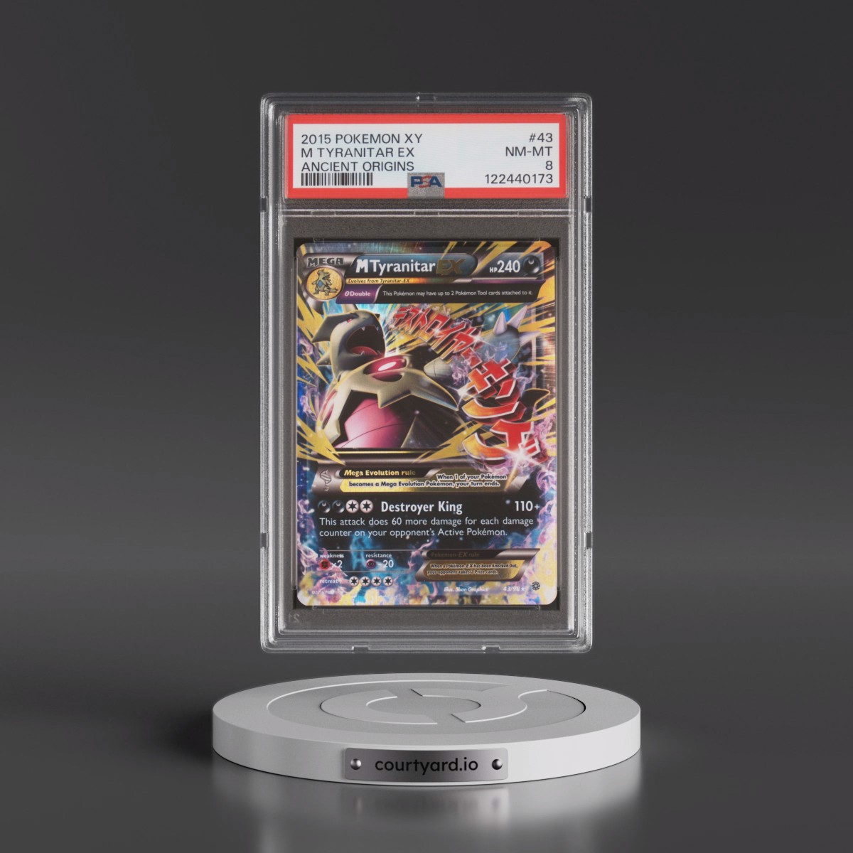 2015 Pokémon XY Ancient Origins #43 M Tyranitar EX - Holo (PSA 8 NM-MT)